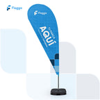 Bandera publicitaria tipo gota personalizada con impresión full color para eventos, ferias, activaciones de marca y publicidad exterior
