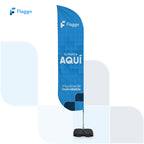 Bandera publicitaria tipo pluma personalizada con impresión full color para eventos, ferias, activaciones de marca y publicidad exterior