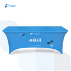 Mesa publicitaria plegable con tela sublimada expandex para degustaciones, activaciones de marca, ferias y eventos corporativos